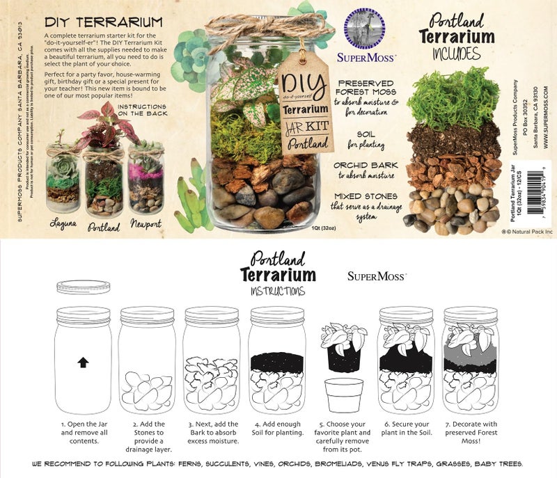 SuperMoss Portland Terrarium kit - DIY Mason Jar Terrarium Kit - Image 2